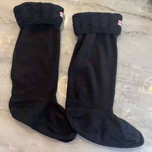 Hunter Boot Black Cable Knit Liner Large